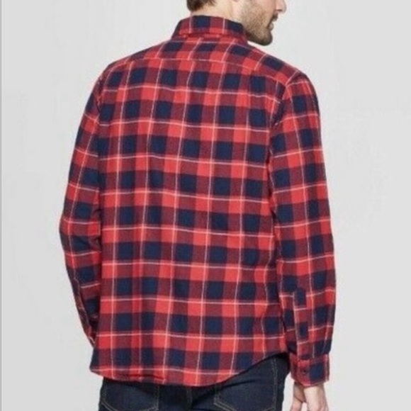 Goodfellow & co red navy plaid button down new - Picture 2 of 7